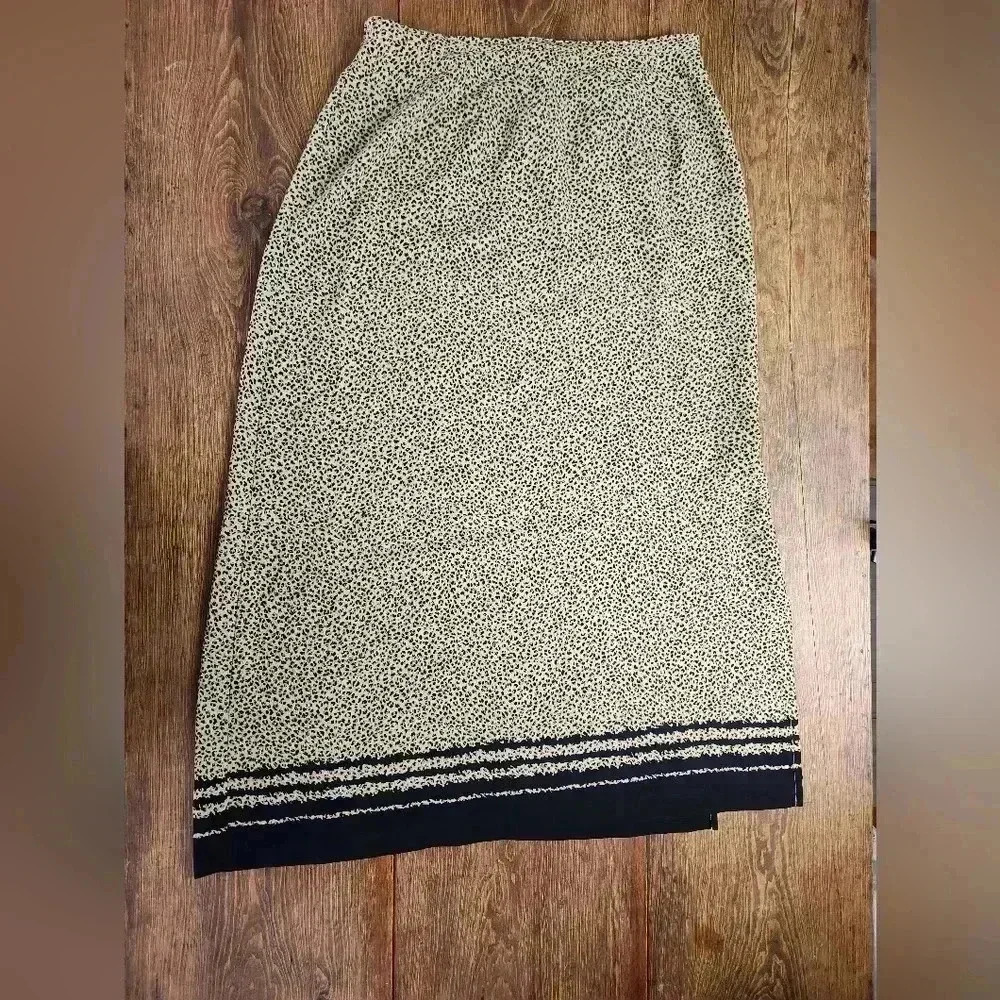 Liz Baker Vintage Large Modest Midi Cheetah Print Skirt Mob Wife Aesthetic